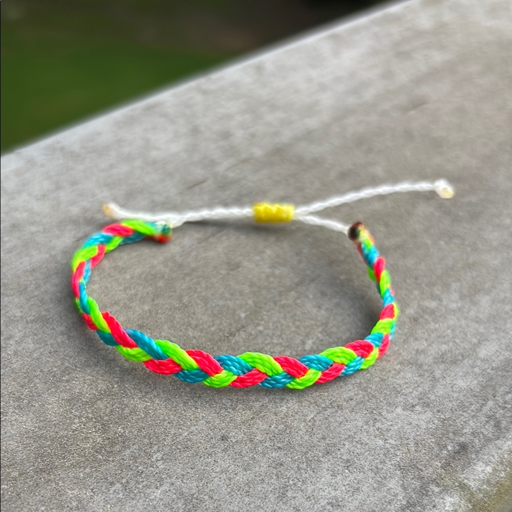 Adjustable Braided Friendship Waxed Cord Waterproof Bracelet “Summer Snowcone”